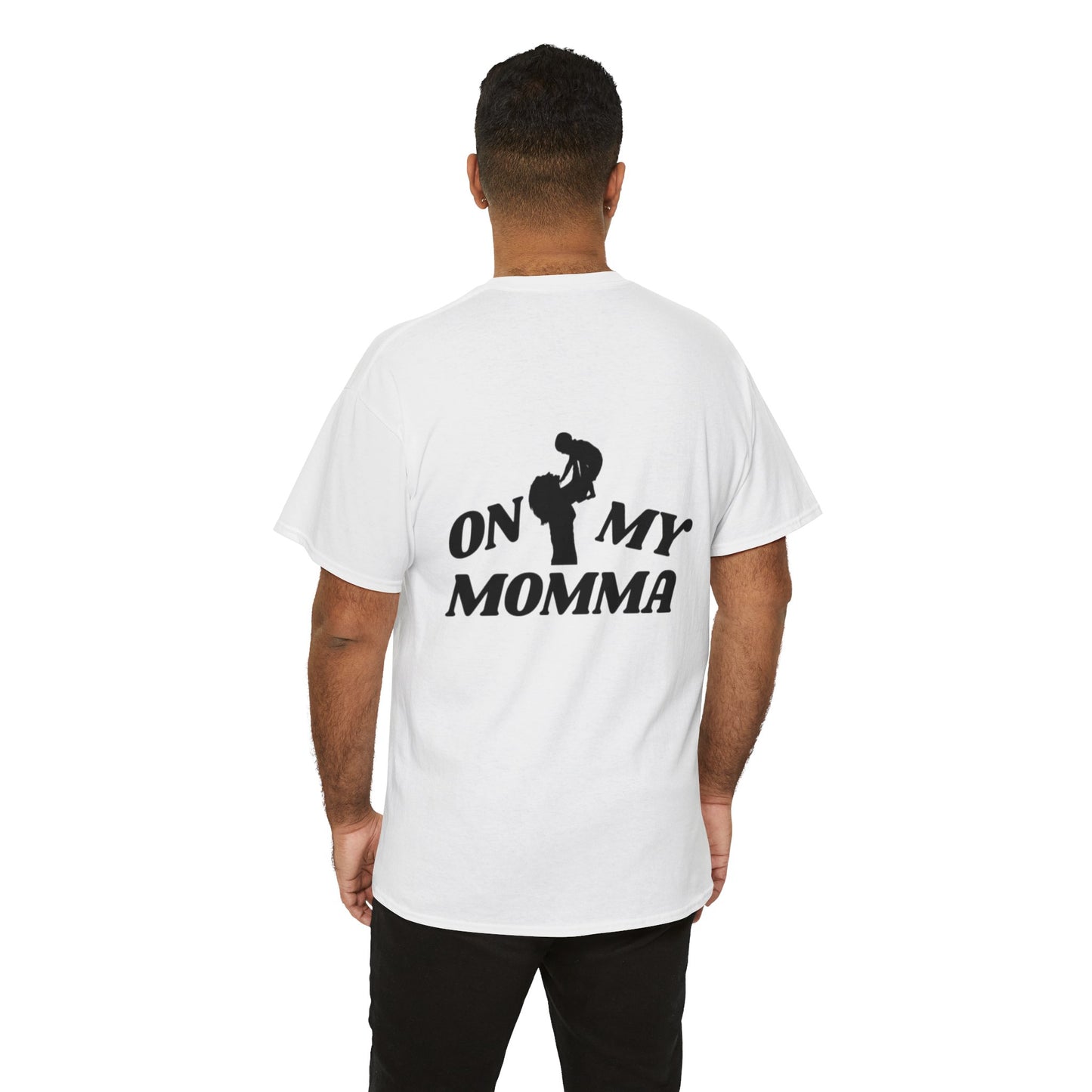 Unisex Heavy Cotton Tee Classic ON MY MOMMA Logo Black